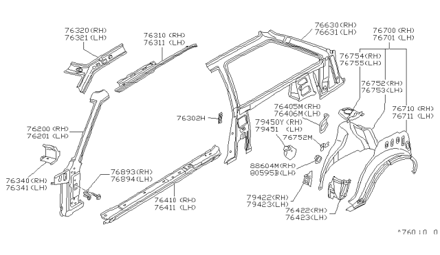 1986 Nissan Stanza Body Side Panel Diagram 1