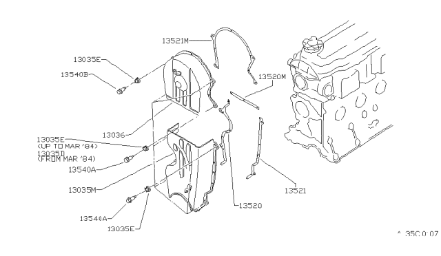 1982 Nissan Stanza Front Cover,Vacuum Pump & Fitting Diagram 1