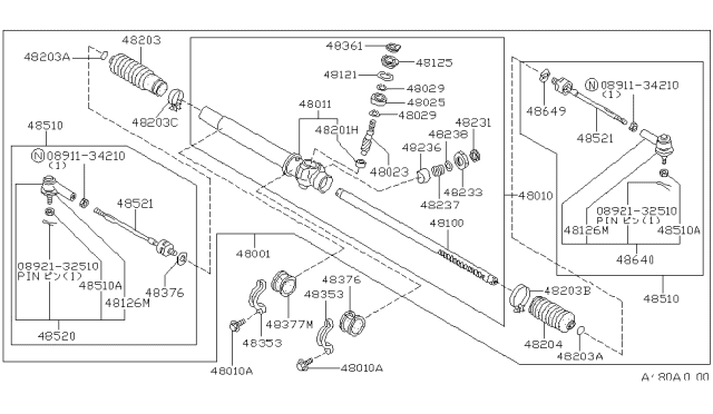 1983 Nissan Stanza Clamp-Boot Diagram for 48055-W1010