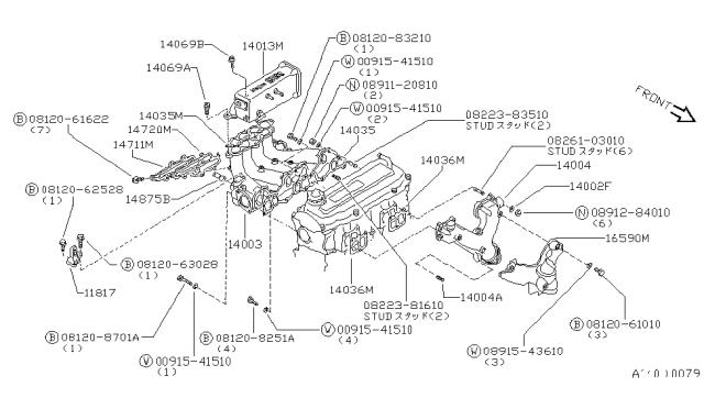 1983 Nissan Stanza Manifold-Intake Diagram for 14003-D1700