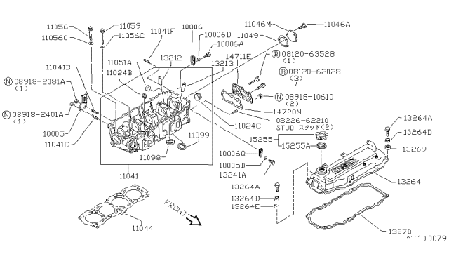 1984 Nissan Stanza Head Cylinder Diagram for 11041-D1790