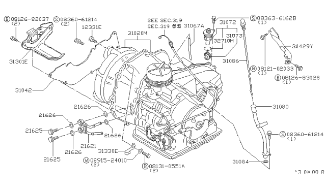 1983 Nissan Stanza Pipe Oil Charge Diagram for 31080-D0101