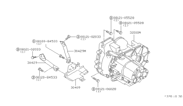 1985 Nissan Stanza Manual Transmission, Transaxle & Fitting Diagram