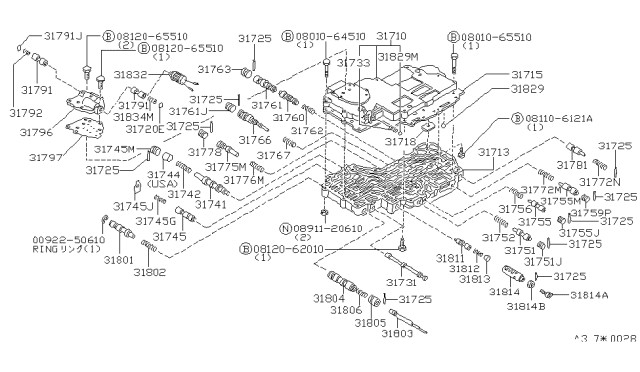 1984 Nissan Stanza Separator Plate Diagram for 31715-01X81