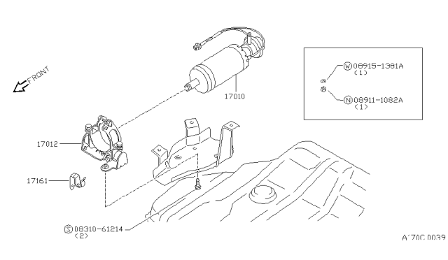1985 Nissan Stanza Fuel Pump Assembly Diagram for 17011-D3300