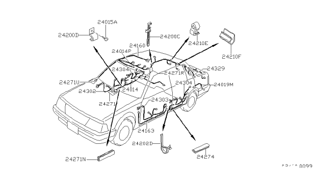 1983 Nissan Stanza Harness Side Marker Diagram for 24100-D2900