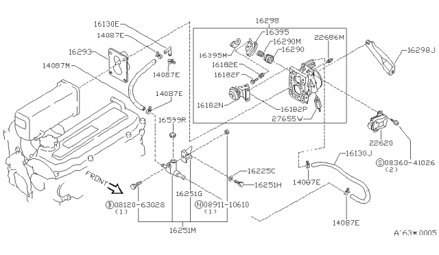 1984 Nissan Stanza Spring Throttle RTN Diagram for 16160-D0300