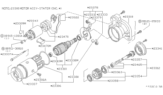 1982 Nissan Stanza Motor-Starter Diagram for 23300-D0300