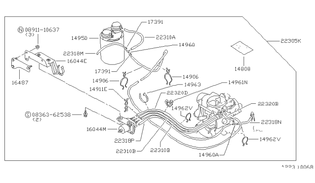 1982 Nissan Stanza High Altitude Diagram for 22305-D2105
