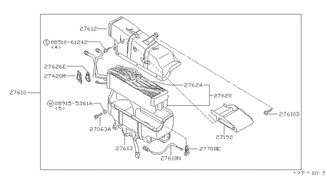 1983 Nissan Stanza Case-Duct Upper Diagram for 27852-D3000
