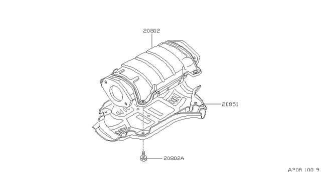 1986 Nissan Stanza Three Way Catalytic Converter With Shelter Diagram for 20802-D2287