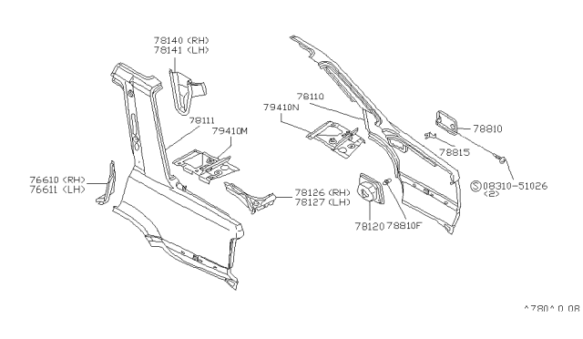 1984 Nissan Stanza Air Duct LH Diagram for 78143-D0130