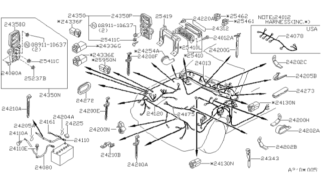 1984 Nissan Stanza Wire Flex Diagram for 24022-D2200