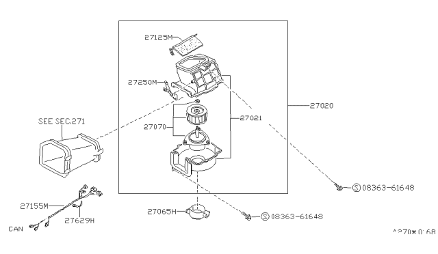 1989 Nissan Sentra Blower Assy-Front Diagram for 27200-60A21