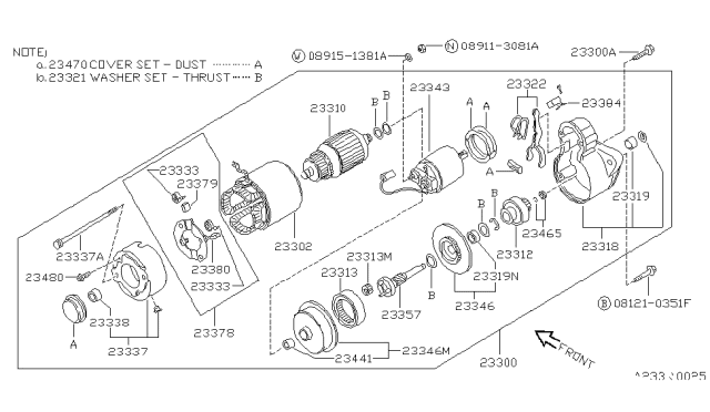 1989 Nissan Sentra Pinion Assy Diagram for 23312-M8000