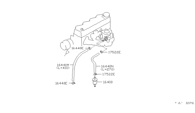 1988 Nissan Sentra Fuel Strainer & Fuel Hose Diagram 1