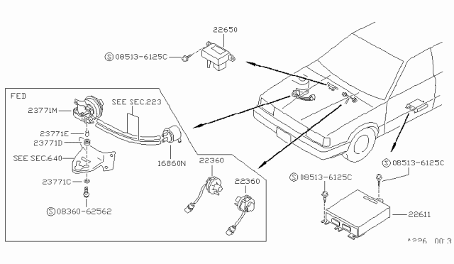 1989 Nissan Sentra Engine Control Unit Assembly Diagram for 23710-85A00