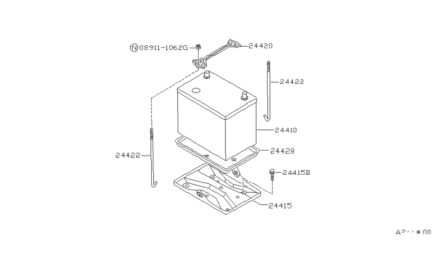 1990 Nissan Sentra Tray-Battery Diagram for 24428-S3800