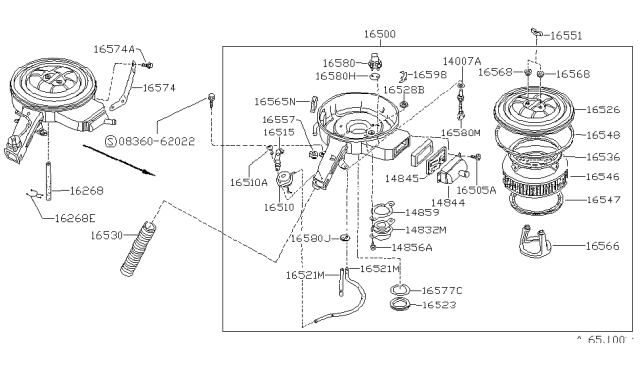 1989 Nissan Sentra Packing Diagram for 16547-77A10