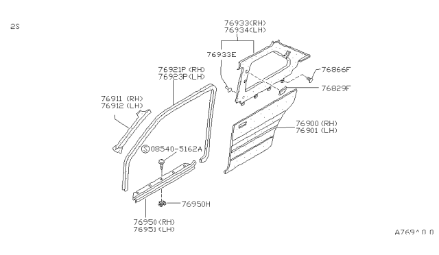 1988 Nissan Sentra Body Side Trimming Diagram 3