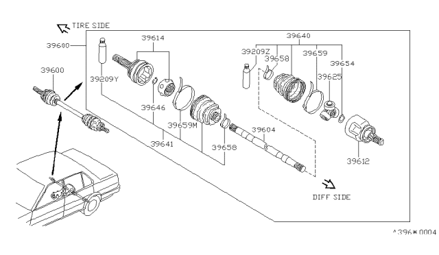 1987 Nissan Sentra Repair Kit Seal Inner Diagram for 39741-06R25