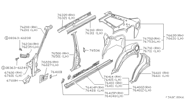 1988 Nissan Sentra Body Side Panel Diagram 5
