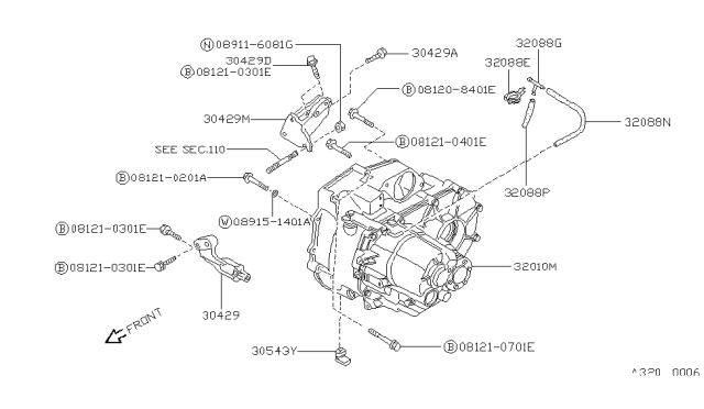 1988 Nissan Sentra Manual Transmission, Transaxle & Fitting Diagram 5