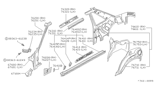 1990 Nissan Sentra Body Side Panel Diagram 3