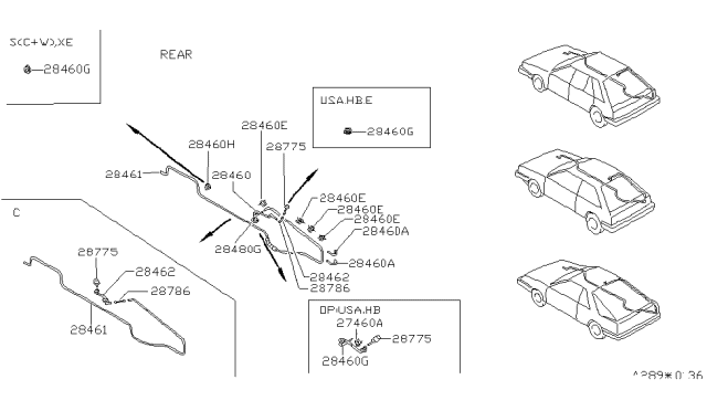 1989 Nissan Sentra Grommet Diagram for 28982-55A00