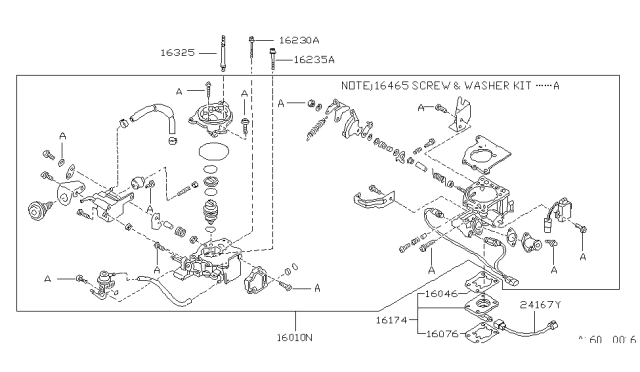1988 Nissan Sentra Throttle Body Diagram for 16010-84M00