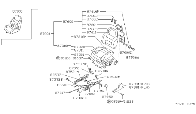 1989 Nissan Sentra Finisher-Cushion,Front Seat Inner LH Diagram for 87381-94A01