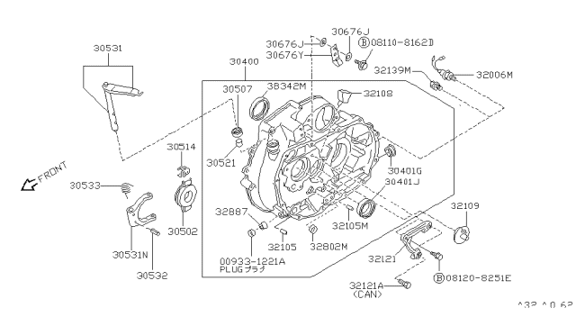 1990 Nissan Sentra Transmission Case & Clutch Release Diagram 2