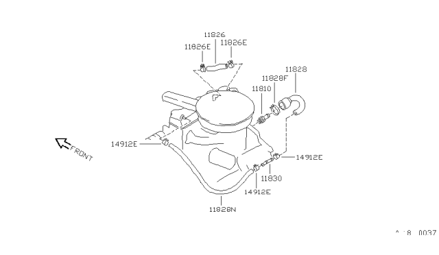 1989 Nissan Sentra Blow-By Hose Diagram for 11826-84A10