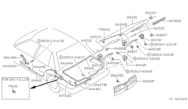 1987 Nissan Sentra WEATHERSTRIP Trunk Lid Diagram for 84830-50A00