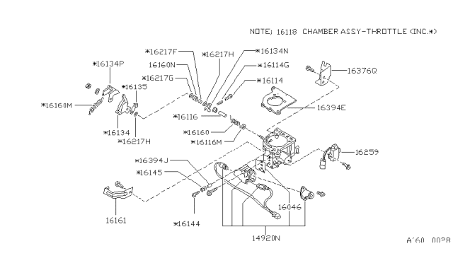 1987 Nissan Sentra Valve Control Diagram for 22664-D4410