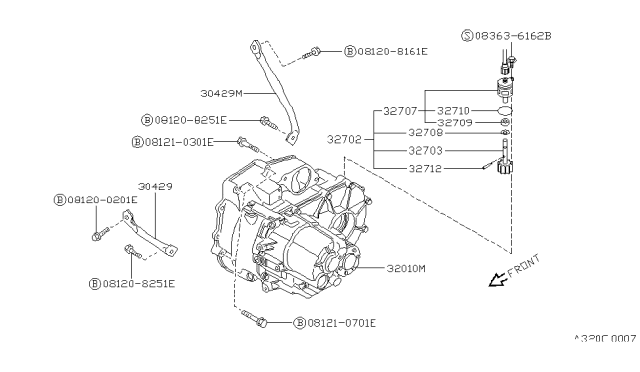 1990 Nissan Sentra Manual Transmission, Transaxle & Fitting Diagram 2