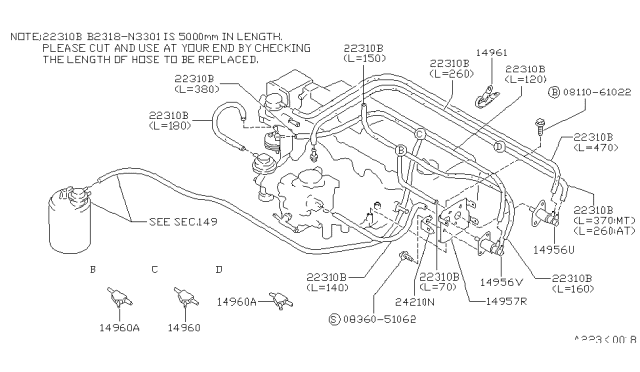 1989 Nissan Sentra Engine Control Vacuum Piping Diagram 4