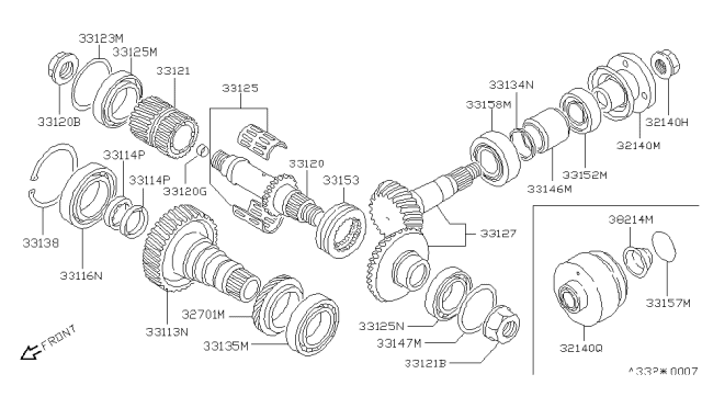 1989 Nissan Sentra Ring-Snap Ring Gear Diagram for 33138-10R08