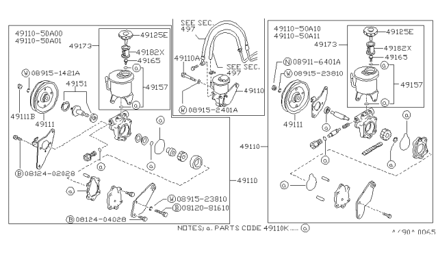 1988 Nissan Sentra Seal Kit-Power Steering Pump Diagram for 49128-04R91