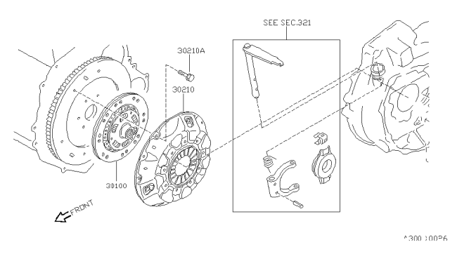 1987 Nissan Sentra Cover Assembly Clutch Diagram for 30210-D0100