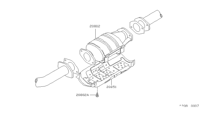 1987 Nissan Sentra Three Way Catalytic Converter With Shelter Diagram for 20802-61A25