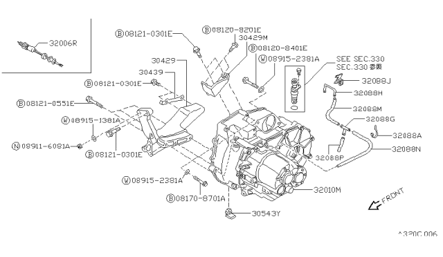 1989 Nissan Sentra Manual Transaxle Diagram for 32010-83A08