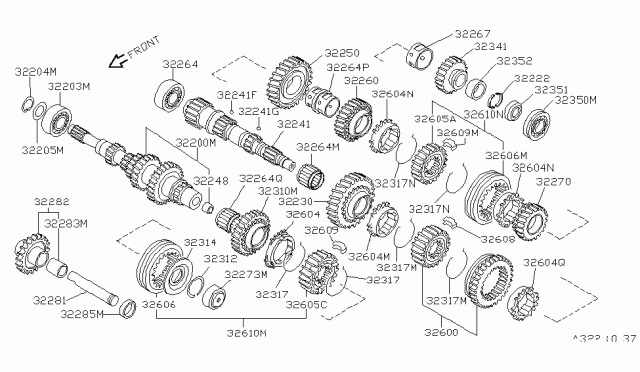 1990 Nissan Sentra Gear In Shaft Diagram for 32200-62A01