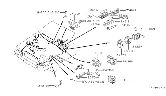 1989 Nissan Sentra Bracket Assembly Connector Diagram for 24346-50A01
