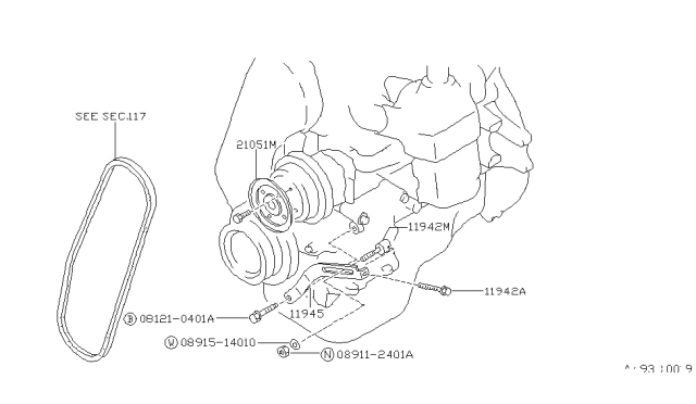 1989 Nissan Sentra Power Steering Pump Mounting Diagram 1