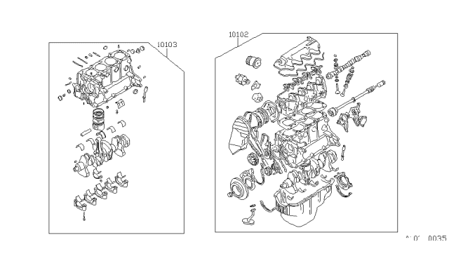 1990 Nissan Sentra Engine Assy-Bare Diagram for 10102-84A55