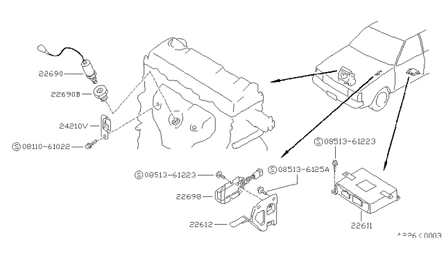 1990 Nissan Sentra Engine Control Unit Assembly Diagram for 23710-85A13