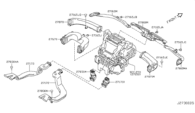 2012 Nissan Cube Duct-Side Vent,Driver Diagram for 27870-1FC0A