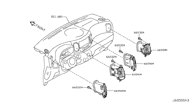 2014 Nissan Cube VENTILATOR Assembly - Side Diagram for 68761-1FA0A