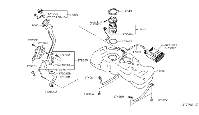 2010 Nissan Cube In Tank Fuel Pump Diagram for 17040-1FC0A